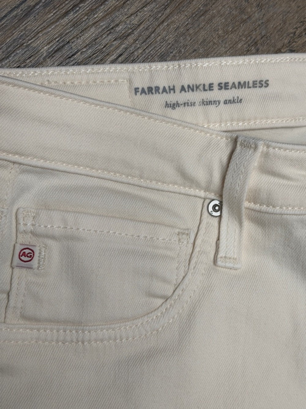 AG women’s Farrah Ankle Seamless Off-White high rise skinny Jeans size 28 - Picture 7 of 14